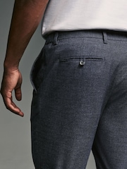 Blue Navy Slim Fit Stretch Textured Trousers - Image 5 of 10