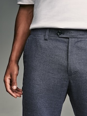 Blue Navy Slim Fit Stretch Textured Trousers - Image 6 of 10