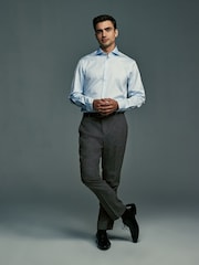 Grey Slim Fit Elasticated Waist Slim Fit Stretch Textured Trousers - Image 2 of 9