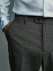 Grey Slim Fit Elasticated Waist Slim Fit Stretch Textured Trousers - Image 4 of 9