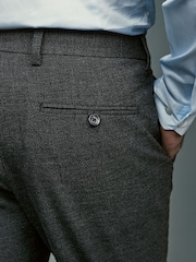 Grey Slim Fit Elasticated Waist Slim Fit Stretch Textured Trousers - Image 5 of 9