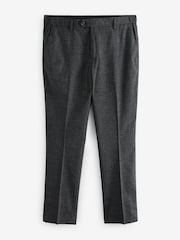 Grey Slim Fit Elasticated Waist Slim Fit Stretch Textured Trousers - Image 6 of 9
