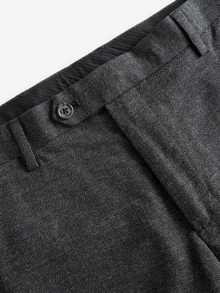 Grey Slim Fit Elasticated Waist Slim Fit Stretch Textured Trousers - Image 9 of 9