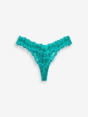 Teal Blue Thong Ultimate Comfort Lace Knickers - Image 4 of 4