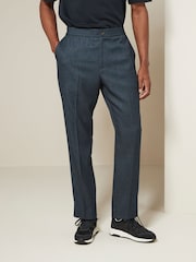 Navy Blue Relaxed Tapered Fit Textured Smart Joggers - Image 1 of 5