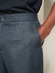 Navy Blue Relaxed Tapered Fit Textured Smart Joggers - Image 4 of 5