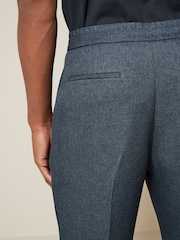 Navy Blue Relaxed Tapered Fit Textured Smart Joggers - Image 5 of 5