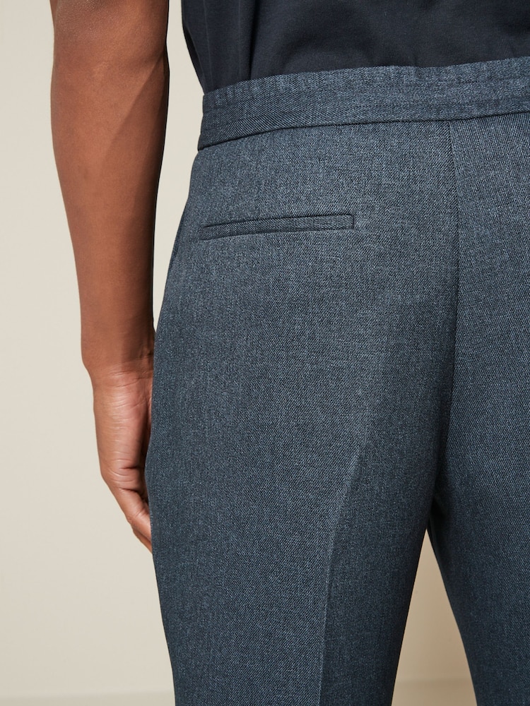 Navy Blue Relaxed Tapered Fit Textured Smart Joggers - Image 5 of 5
