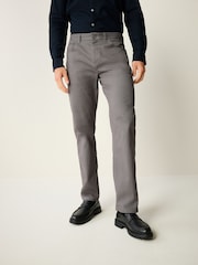 Grey Straight Fit Printed Soft Touch Stretch Denim Jeans Style Trousers - Image 1 of 9