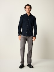 Grey Straight Fit Printed Soft Touch Stretch Denim Jeans Style Trousers - Image 2 of 9