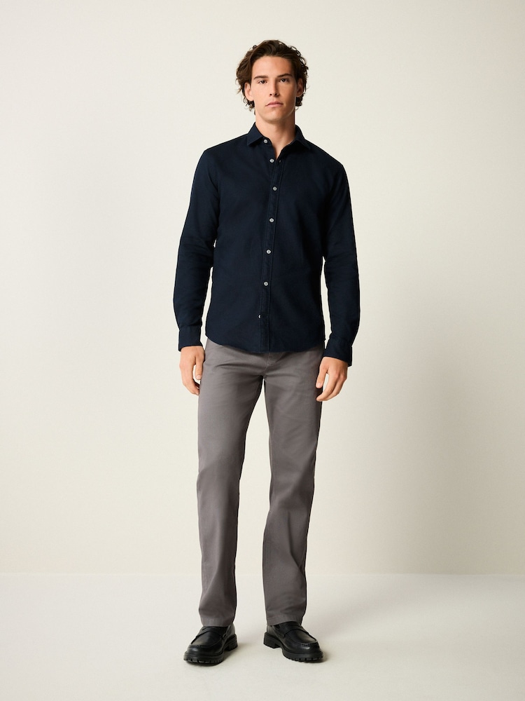 Grey Straight Fit Printed Soft Touch Stretch Denim Jeans Style Trousers - Image 2 of 9