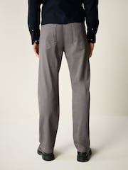 Grey Straight Fit Printed Soft Touch Stretch Denim Jeans Style Trousers - Image 3 of 9