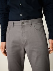 Grey Straight Fit Printed Soft Touch Stretch Denim Jeans Style Trousers - Image 4 of 9
