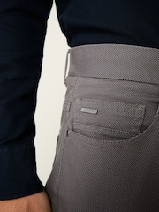 Grey Straight Fit Printed Soft Touch Stretch Denim Jeans Style Trousers - Image 5 of 9