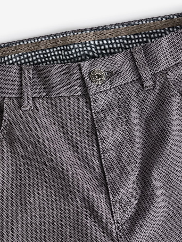 Grey Straight Fit Printed Soft Touch Stretch Denim Jeans Style Trousers - Image 9 of 9