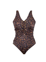 Seaspray Brown Sahara Eyelet Tummy Control Longer Length Swimsuit - Image 4 of 4