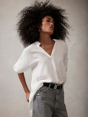 Mint Velvet White Oversized Longline Shirt - Image 1 of 8