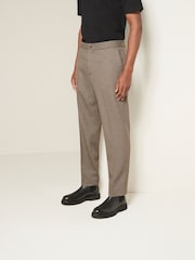 Taupe Brown Relaxed Tapered Fit Textured Smart Joggers - Image 1 of 9