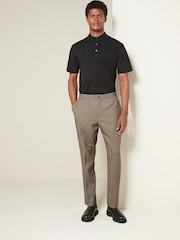 Taupe Brown Relaxed Tapered Fit Textured Smart Joggers - Image 2 of 9