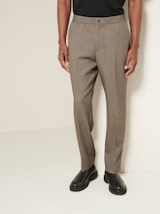Taupe Brown Relaxed Tapered Fit Textured Smart Joggers - Image 3 of 9