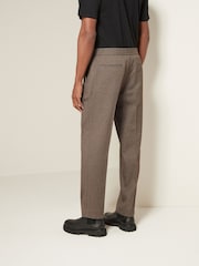 Taupe Brown Relaxed Tapered Fit Textured Smart Joggers - Image 4 of 9