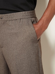 Taupe Brown Relaxed Tapered Fit Textured Smart Joggers - Image 5 of 9