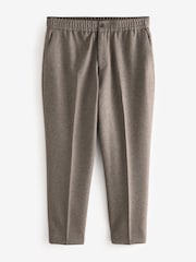 Taupe Brown Relaxed Tapered Fit Textured Smart Joggers - Image 6 of 9