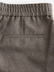 Taupe Brown Relaxed Tapered Fit Textured Smart Joggers - Image 8 of 9