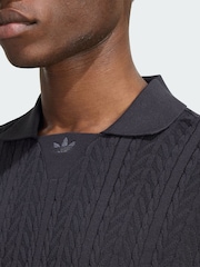 Melns - adidas Originals Cable Knit futbola krekls - Attēls 3 no 5