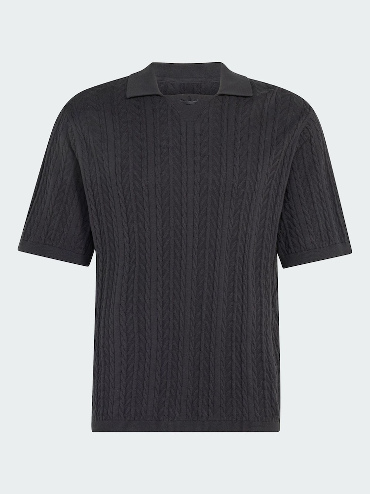 Melns - adidas Originals Cable Knit futbola krekls - Attēls 5 no 5