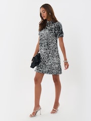 Threadbare Grey Sequin Bow Tie Detail Mini Dress - Image 4 of 6