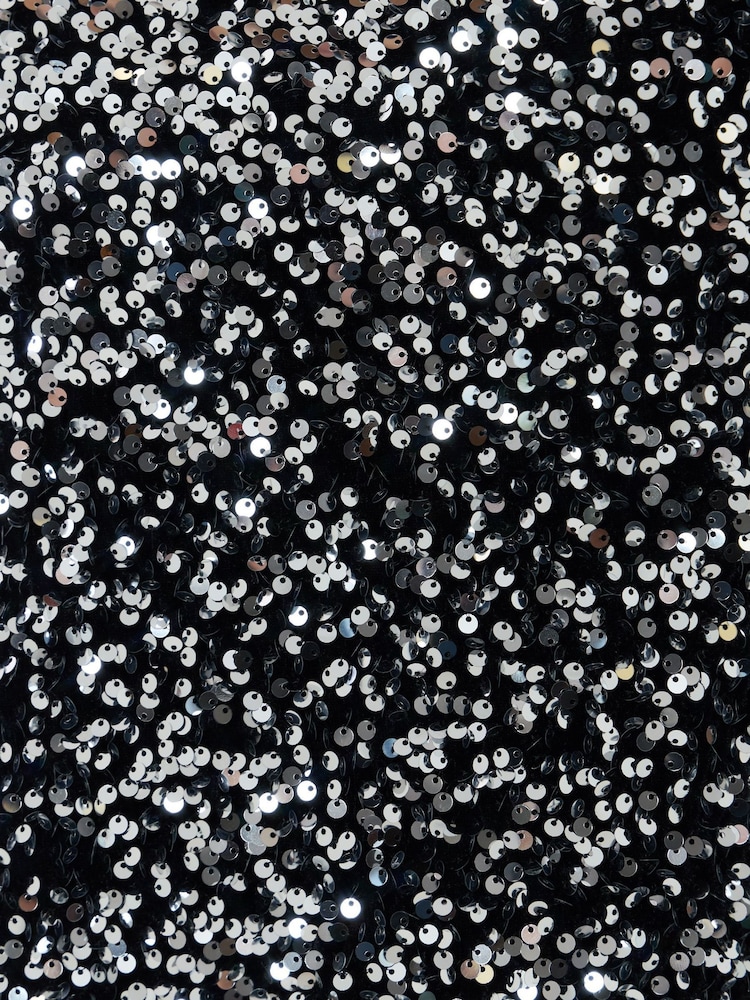 Threadbare Grey Sequin Bow Tie Detail Mini Dress - Image 6 of 6