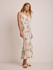 Mint Velvet Cream Crinkle Dress - Image 1 of 7
