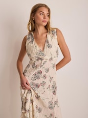 Mint Velvet Cream Crinkle Dress - Image 2 of 7