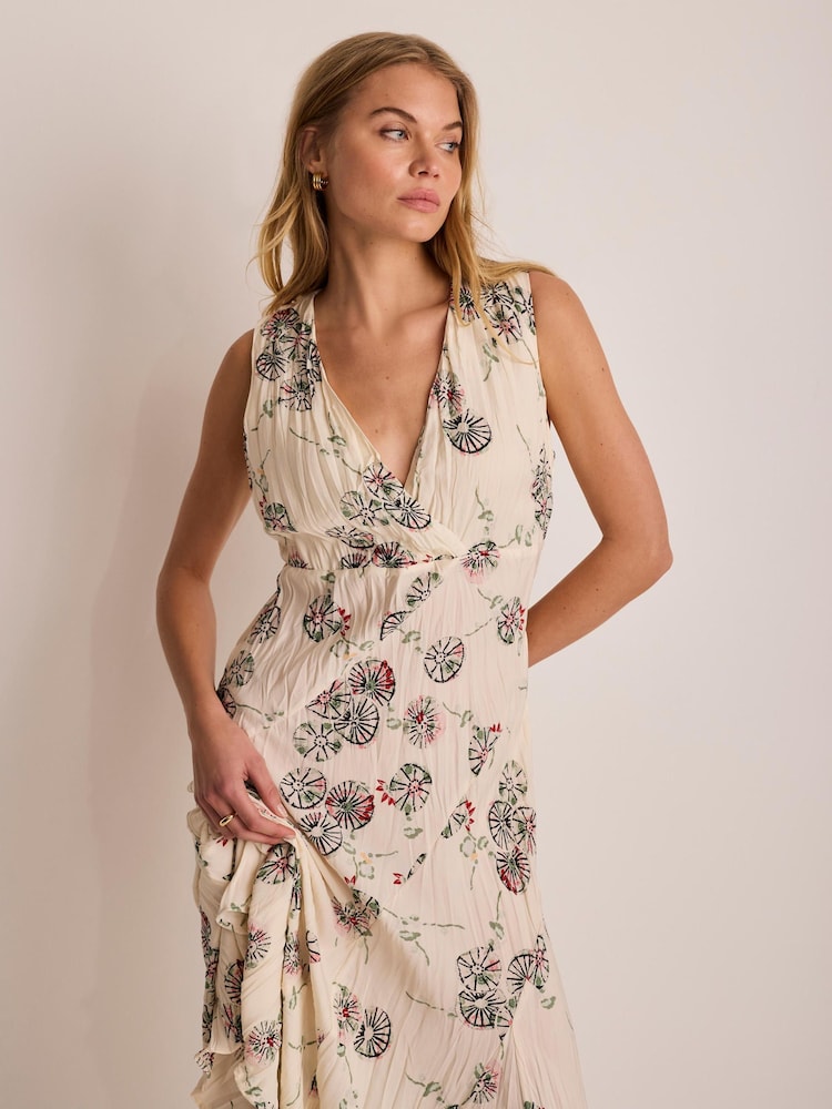 Mint Velvet Cream Crinkle Dress - Image 2 of 7 Mint Velvet Cream Crinkle Dress - Image 2 of 7