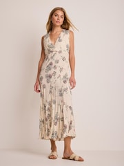 Mint Velvet Cream Crinkle Dress - Image 3 of 7