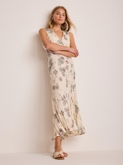 Mint Velvet Cream Crinkle Dress - Image 5 of 7