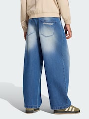 adidas Originals Blue Mid-Rise Wide Leg Jeans - Image 2 of 5