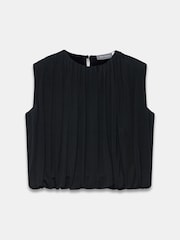 Mint Velvet Black Pleated Bubble Hem Top - Image 7 of 8