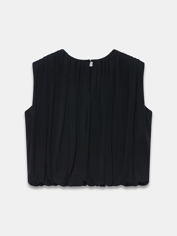 Mint Velvet Black Pleated Bubble Hem Top - Image 8 of 8