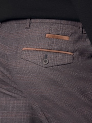 Burgundy Red Regular Fit Trimmed Check Smart Trousers - Image 4 of 8