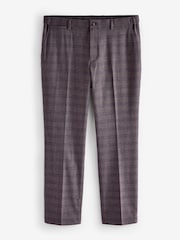 Burgundy Red Regular Fit Trimmed Check Smart Trousers - Image 5 of 8