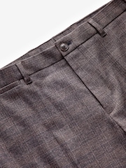 Burgundy Red Regular Fit Trimmed Check Smart Trousers - Image 6 of 8