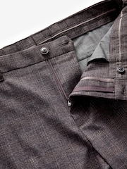 Burgundy Red Regular Fit Trimmed Check Smart Trousers - Image 7 of 8
