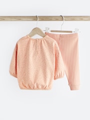 Peach Pink Bunny Baby Top And Leggings Set - Image 2 of 7