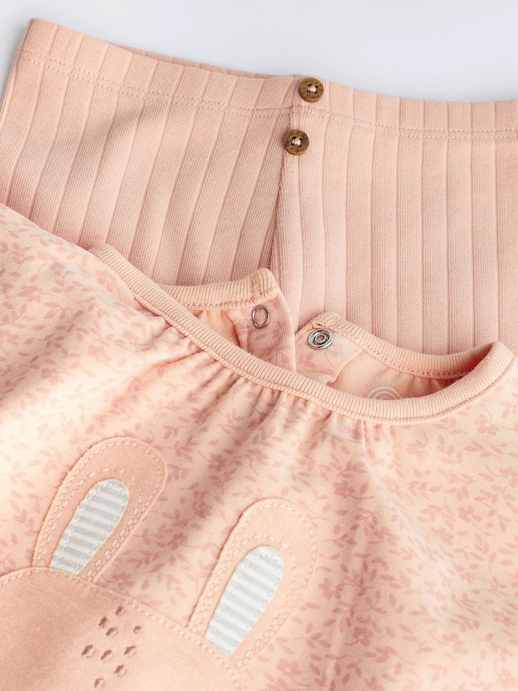 Peach Pink Bunny Baby Top And Leggings Set - Image 7 of 7