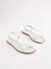 White Standard/Wide Fit Forever Comfort ® Leather Bow Sandals - Image 3 of 7