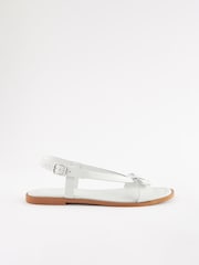 White Standard/Wide Fit Forever Comfort ® Leather Bow Sandals - Image 4 of 7