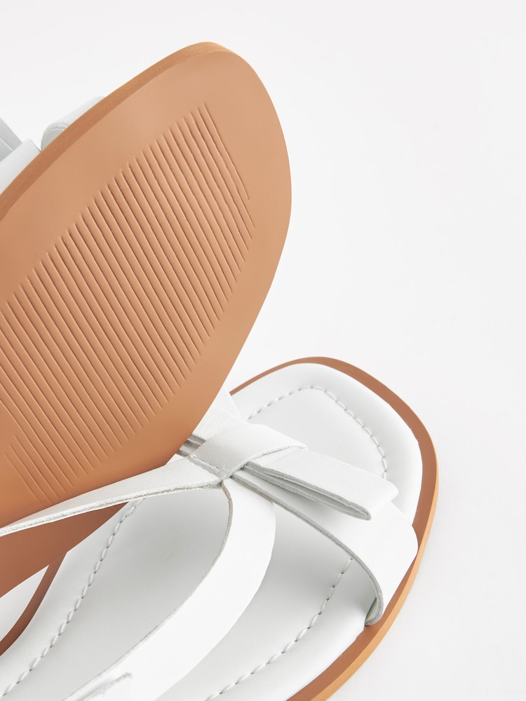 White Standard/Wide Fit Forever Comfort ® Leather Bow Sandals - Image 7 of 7