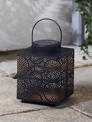 Lights4fun Black Large Moroccan Solar Lantern - Image 1 of 2